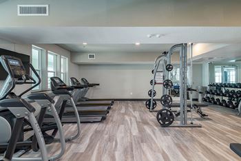 Well-equipped athletic club offering cardio machines and strength training equipment